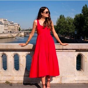 AYR Magic Hour Japanese Crinkle Cotton Perfect Summer Dress in Red Size: S